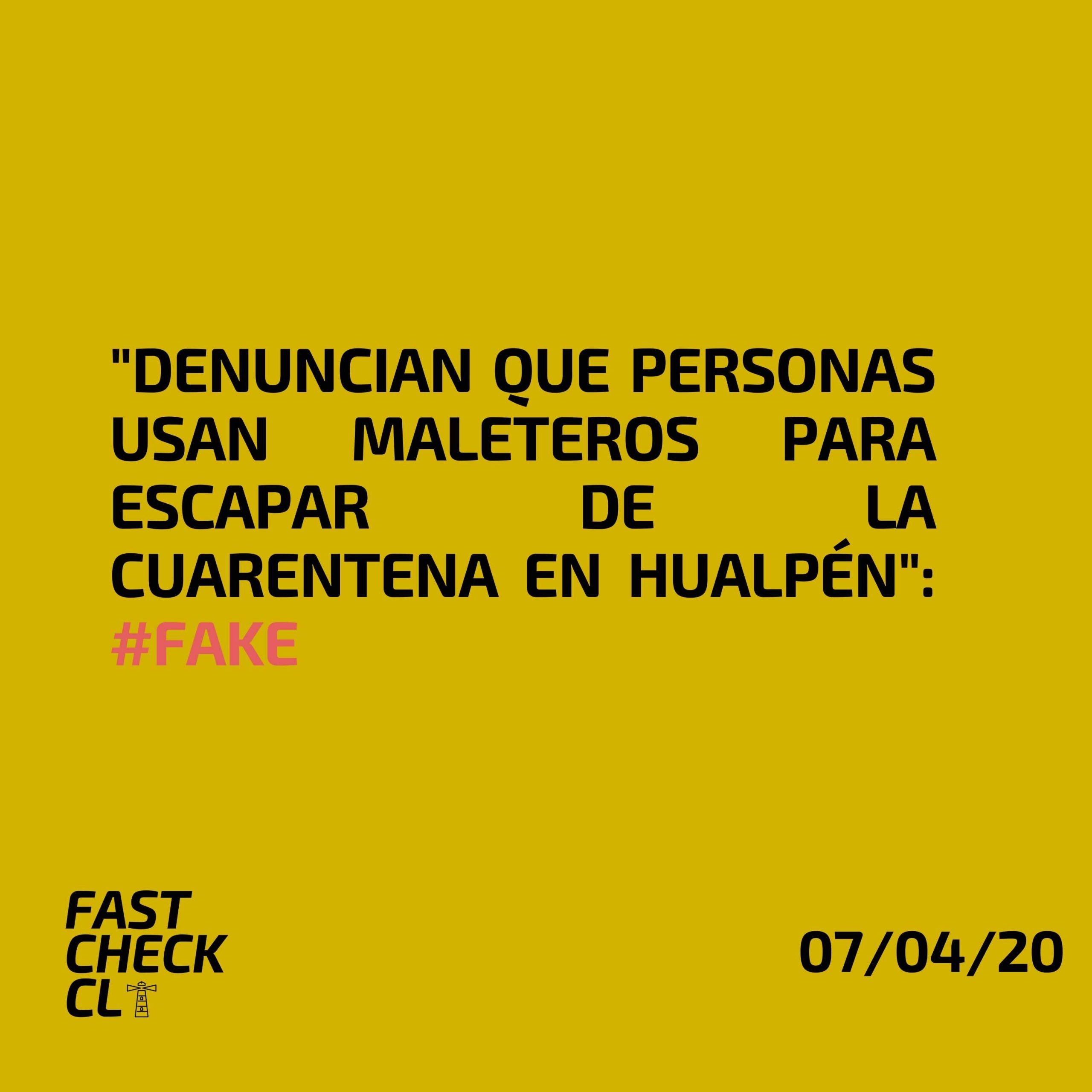 Read more about the article “Denuncian que personas usan maleteros para escapar de la cuarentena en Hualpén”: #Fake