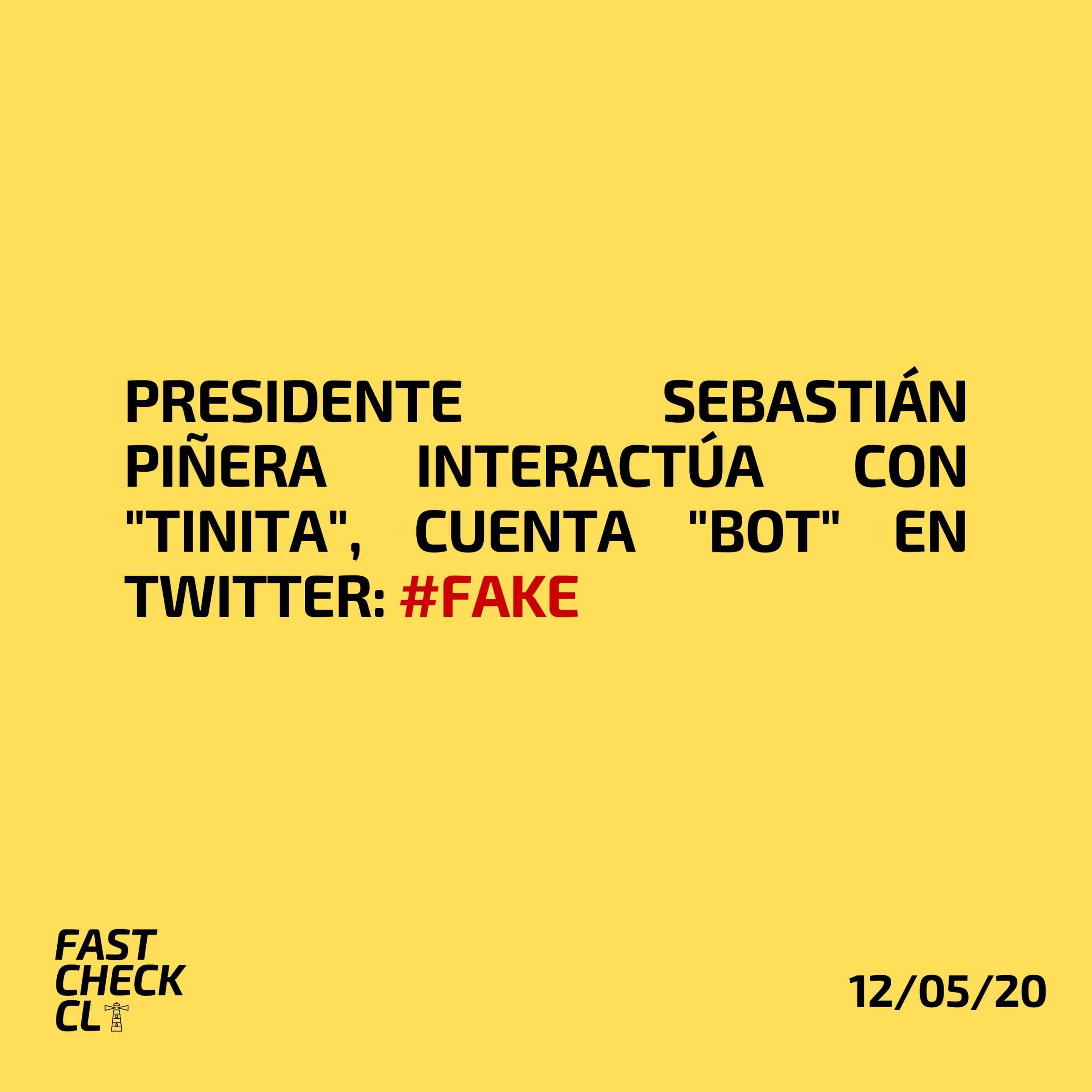 Read more about the article Presidente Sebastián Piñera interactúa con “Tinita”, cuenta “bot” en Twitter: #Fake