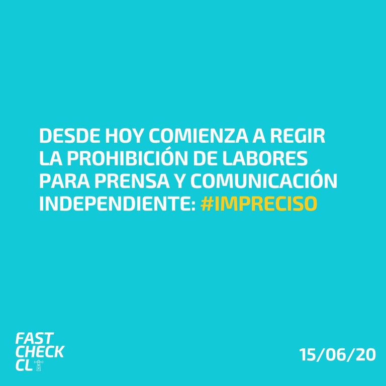 Lee más sobre el artículo Desde hoy comienza a regir la prohibición de labores para prensa y comunicación independiente: #Impreciso