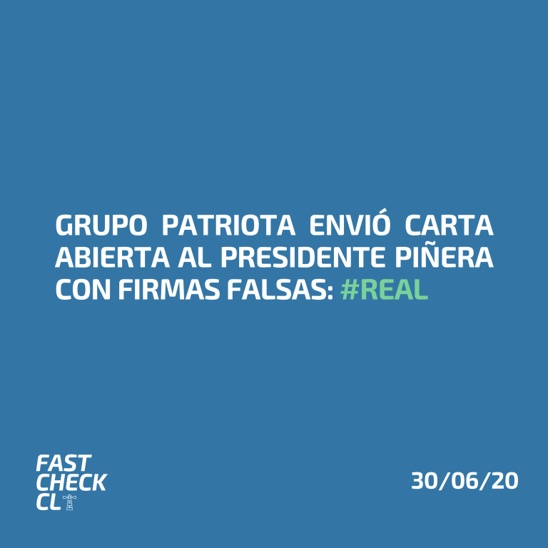 Read more about the article Grupo patriota envió carta abierta al presidente Piñera con firmas falsas: #Real