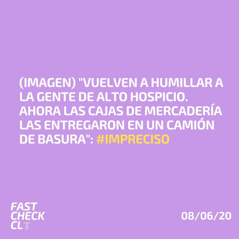 Read more about the article (Imagen) “Vuelven a humillar a la gente de Alto Hospicio. Ahora las cajas de mercadería las entregaron en un camión de basura”: #Impreciso