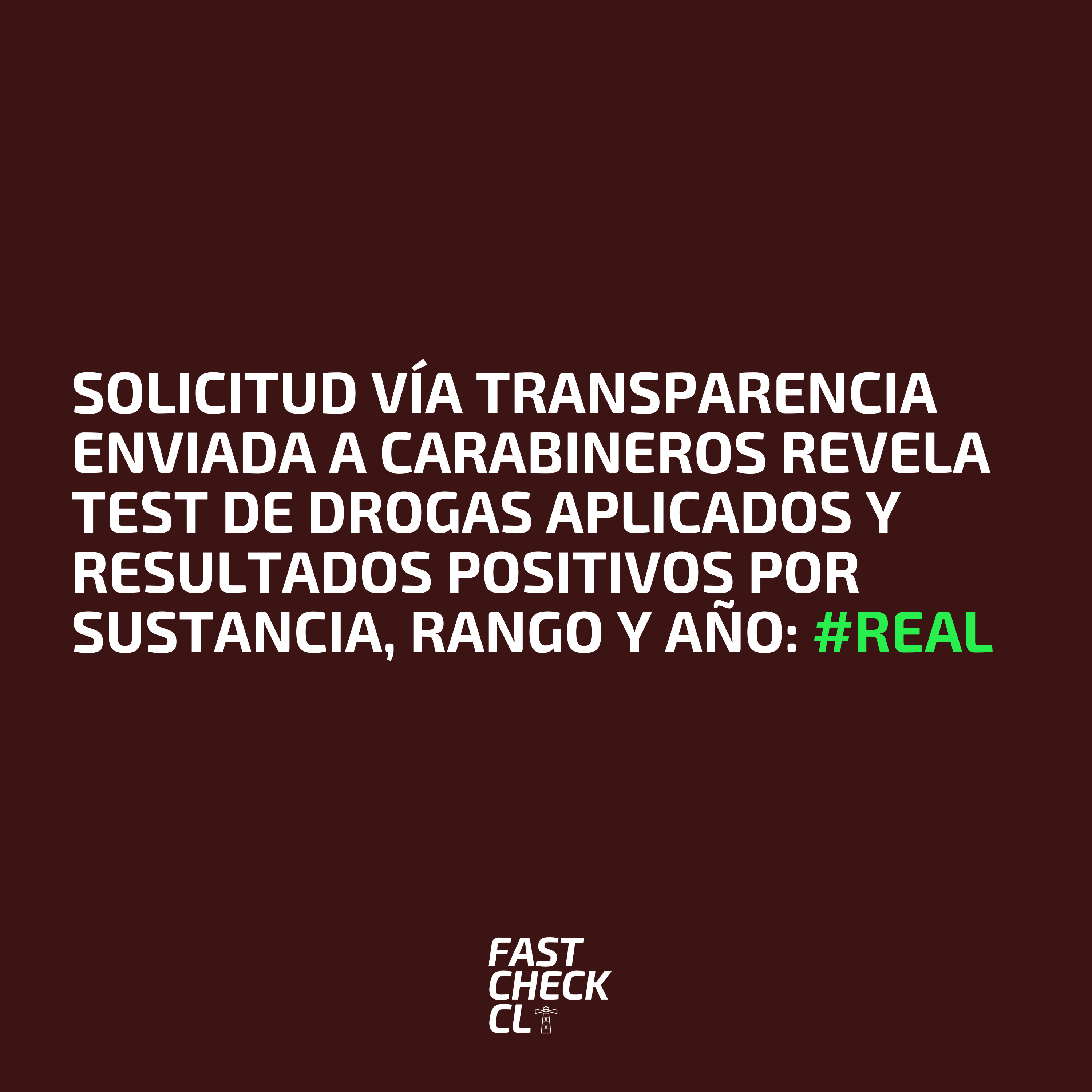 You are currently viewing Solicitud vía transparencia enviada a Carabineros revela test de drogas aplicados y resultados positivos por sustancia, rango y año: #Real