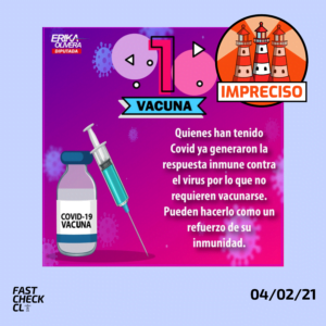 Read more about the article (Erika Olivera) “Quienes ya tuvieron Covid ya generaron la respuesta inmune por lo que no requieren vacunarse”: #Impreciso