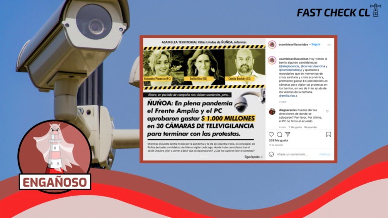 Read more about the article En plena pandemia, el FA y el PC aprobaron gastar $1.000 millones en 30 cámaras de televigilancia en Ñuñoa para terminar con las protestas: #Engañoso