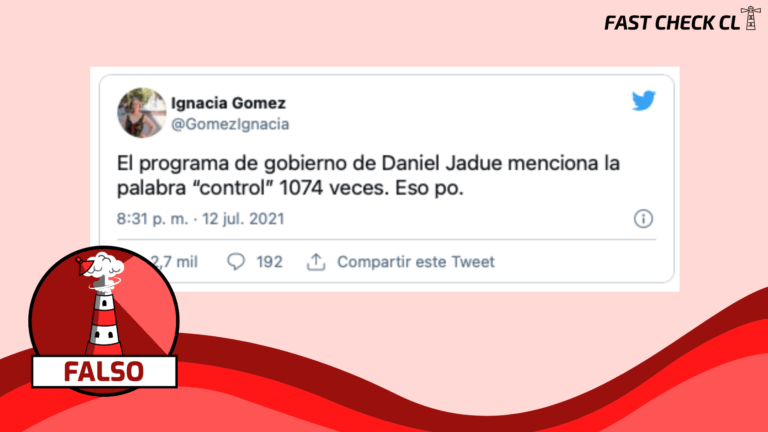 Lee más sobre el artículo El programa de gobierno de Daniel Jadue menciona la palabra “control” 1.074 veces: #Falso