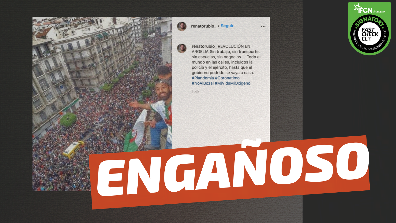 You are currently viewing (Imagen) Marcha en Argelia contra las restricciones sanitarias por la pandemia del coronavirus: #Engañoso