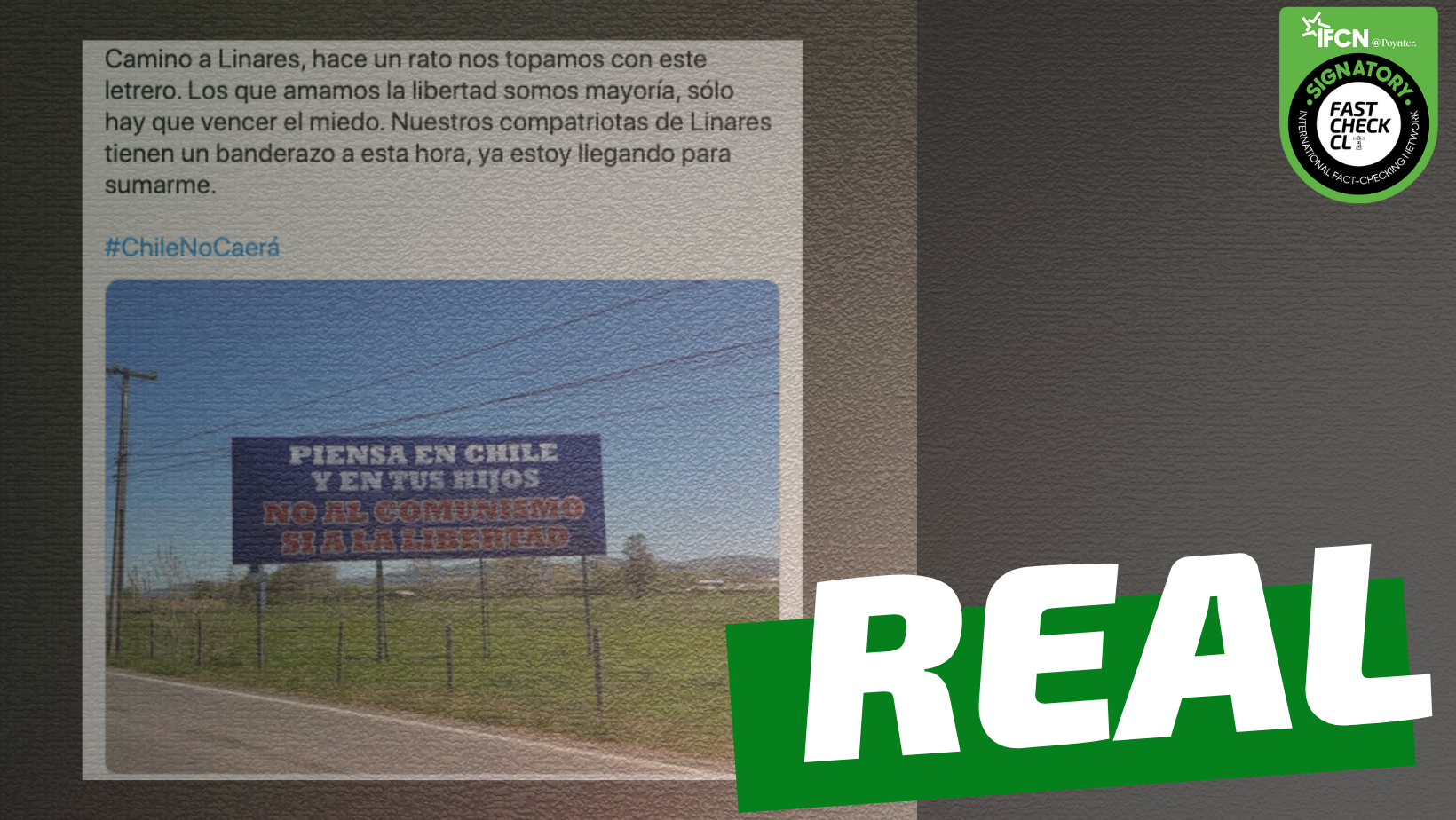 You are currently viewing Cartel que dice: “Piensa en Chile y en tus hijos. No al comunismo, s铆 a la libertad”: #Real