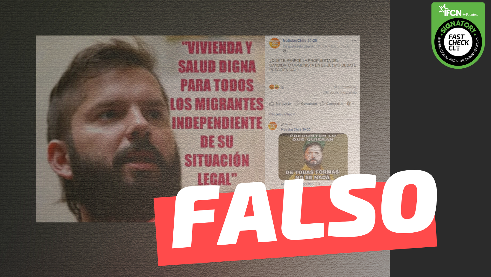 You are currently viewing Gabriel Boric: “Vivienda y salud digna para todos los migrantes independiente de su situación legal”: #Falso