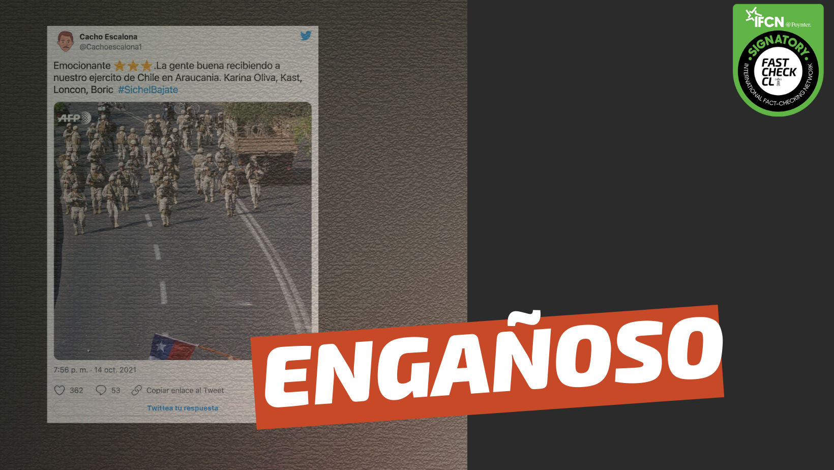 You are currently viewing (Imagen) “Emocionante. La gente buena recibiendo a nuestro Ejército de Chile en la Araucanía”: #Engañoso