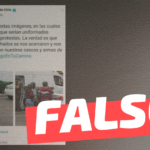 Tuit de Carabineros: “La verdad es que algunos encapuchados se nos acercaron y nos pidieron posar con nuestros cascos y armas de servicio”: #Falso