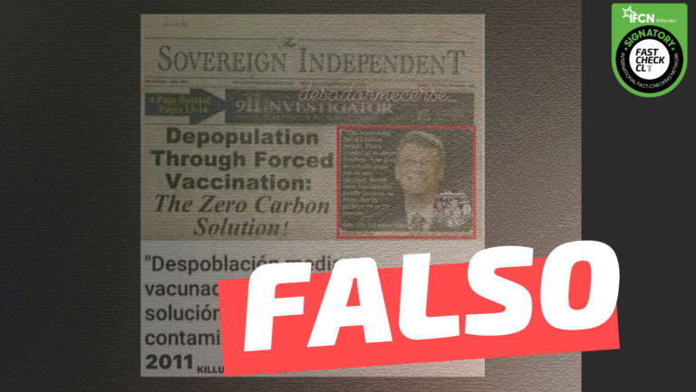 Read more about the article Bill Gates: “DespoblaciÃ³n mediante vacunaciÃ³n forzada, pues es la menos contaminante”: #Falso