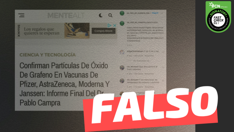 Read more about the article Confirman partículas de óxido de grafeno en vacunas de Pfizer, AstraZeneca, Moderna y Janssen: Informe Final del Dr. Pablo Campra: #Falso