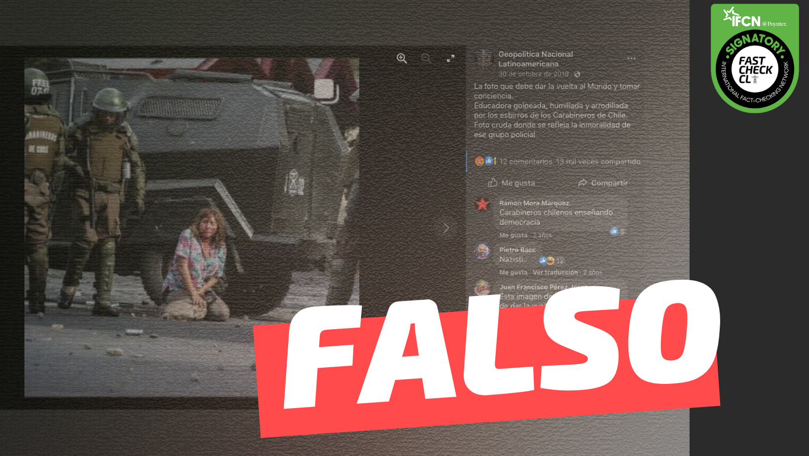 Read more about the article Educadora golpeada, humillada y arrodillada por los Carabineros: #Falso