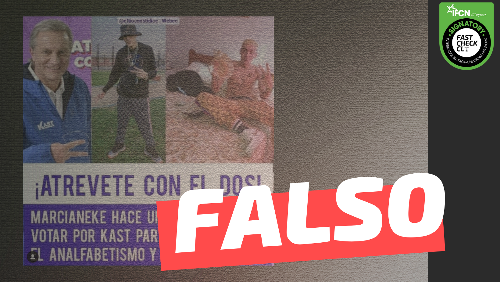 You are currently viewing “Atrevete con el dos: Marcianeke hace un llamado a votar por Kast para terminar con el analfabetismo y la drogadicción”: #Falso