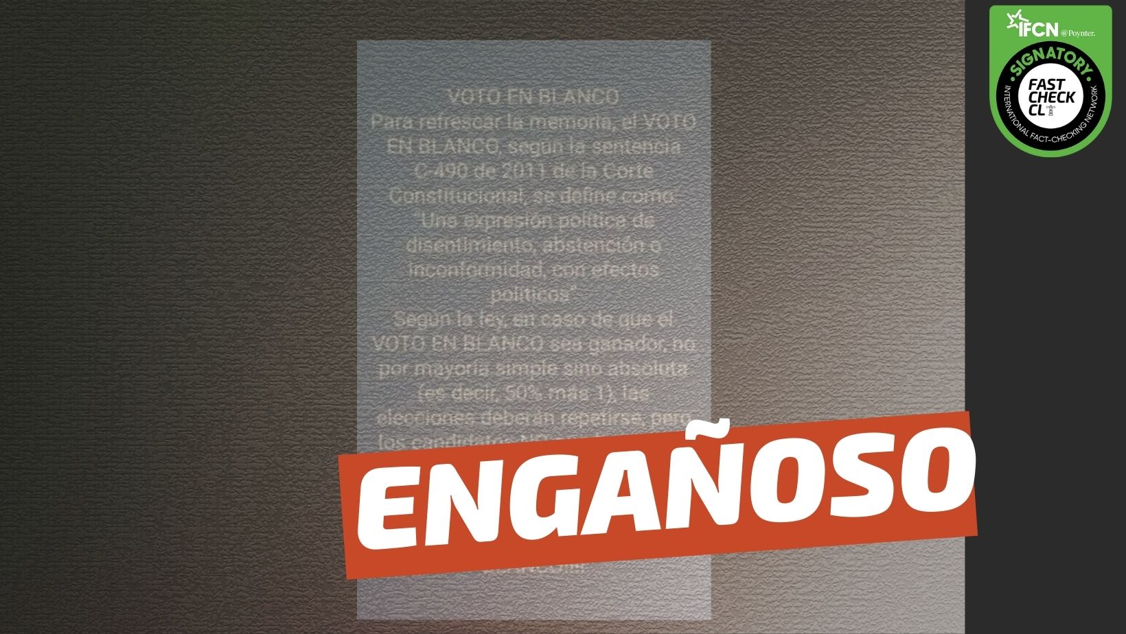 You are currently viewing “Si el voto blanco gana por mayoría absoluta las elecciones deben repetirse con distintos candidatos”: #Engañoso