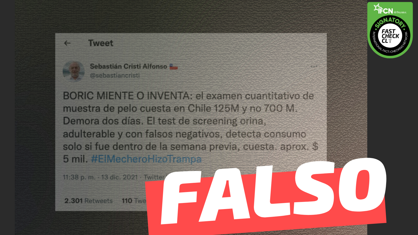 You are currently viewing “Boric miente o inventa: El examen (de droga) de muestra de pelo cuesta en Chile $125.000 y demora dos días”: #Falso
