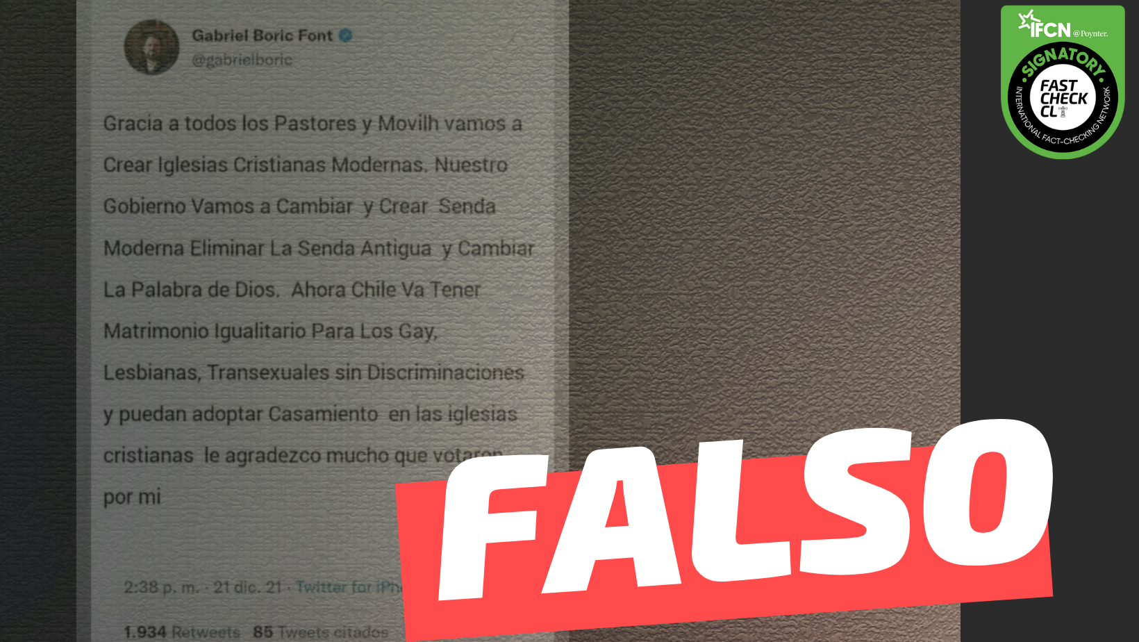 You are currently viewing Gabriel Boric: “Gracia a todos los Pastores y Movilh vamos a Crear Iglesias Cristianas Modernas. Nuestro Gobierno Vamos a Cambiar y Crear Senda Moderna Eliminar La Senda Antigua y Cambiar La Palabra de Dios…”: #Falso
