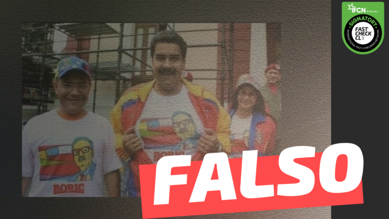 Read more about the article (Imagen) NicolÃ¡s Maduro utilizÃ³ una camiseta con el logo de la campaÃ±a presidencial de Gabriel Boric: #Falso