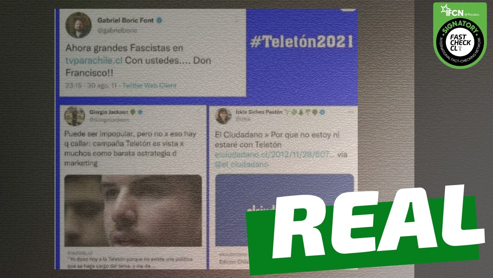Read more about the article Tuits de Gabriel Boric, Giorgio Jackson e Izkia Siches en contra de la Teletón: #Real