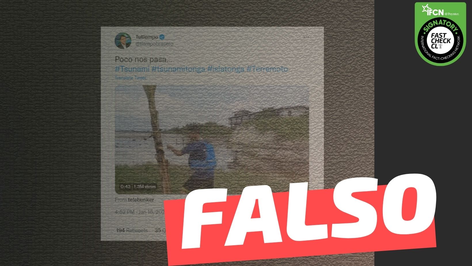You are currently viewing (Video) Grupo de amigos esperando ser arrastrados por el tsunami de Tonga: #Falso