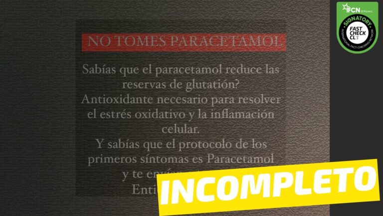 Read more about the article (Imagen) “No tomes paracetamol. ¿Sabías que el paracetamol reduce las reservas de glutatión? (…)”: #Incompleto