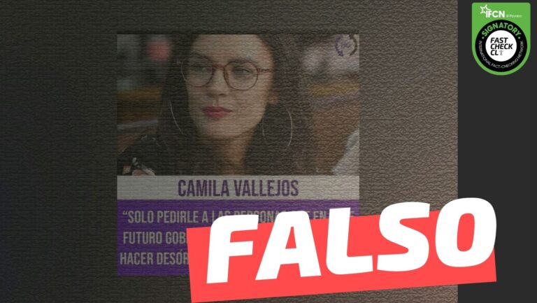 Read more about the article Camila Vallejo: “Solo pedirle a las personas que en este futuro gobierno no salgan a marchar ni a hacer desórdenes. Eso no ayuda en nada”: #Falso