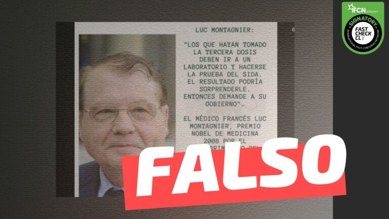 Read more about the article Luc Montagnier: “Para aquellos que se pusieron la tercera dosis, háganse un test de SIDA. El resultado los sorprenderá. Luego, persigan a su gobierno”: #Falso