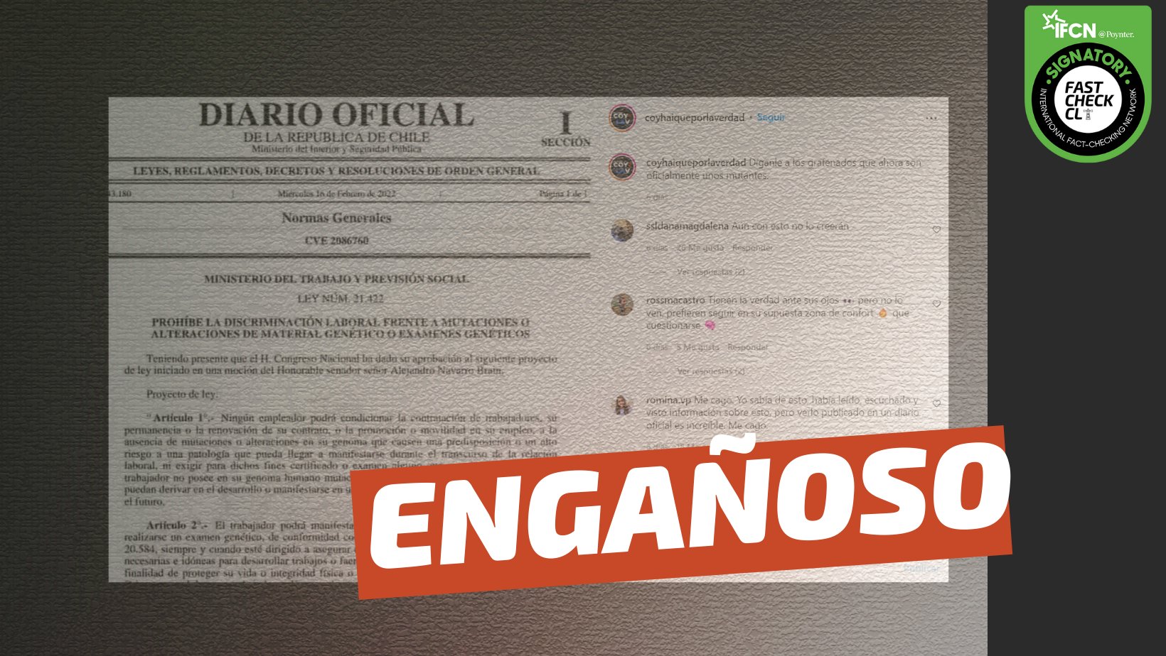 You are currently viewing Se publicó una ley que prohíbe la discriminación frente a mutaciones genéticas por la vacunación contra el covid-19: #Engañoso
