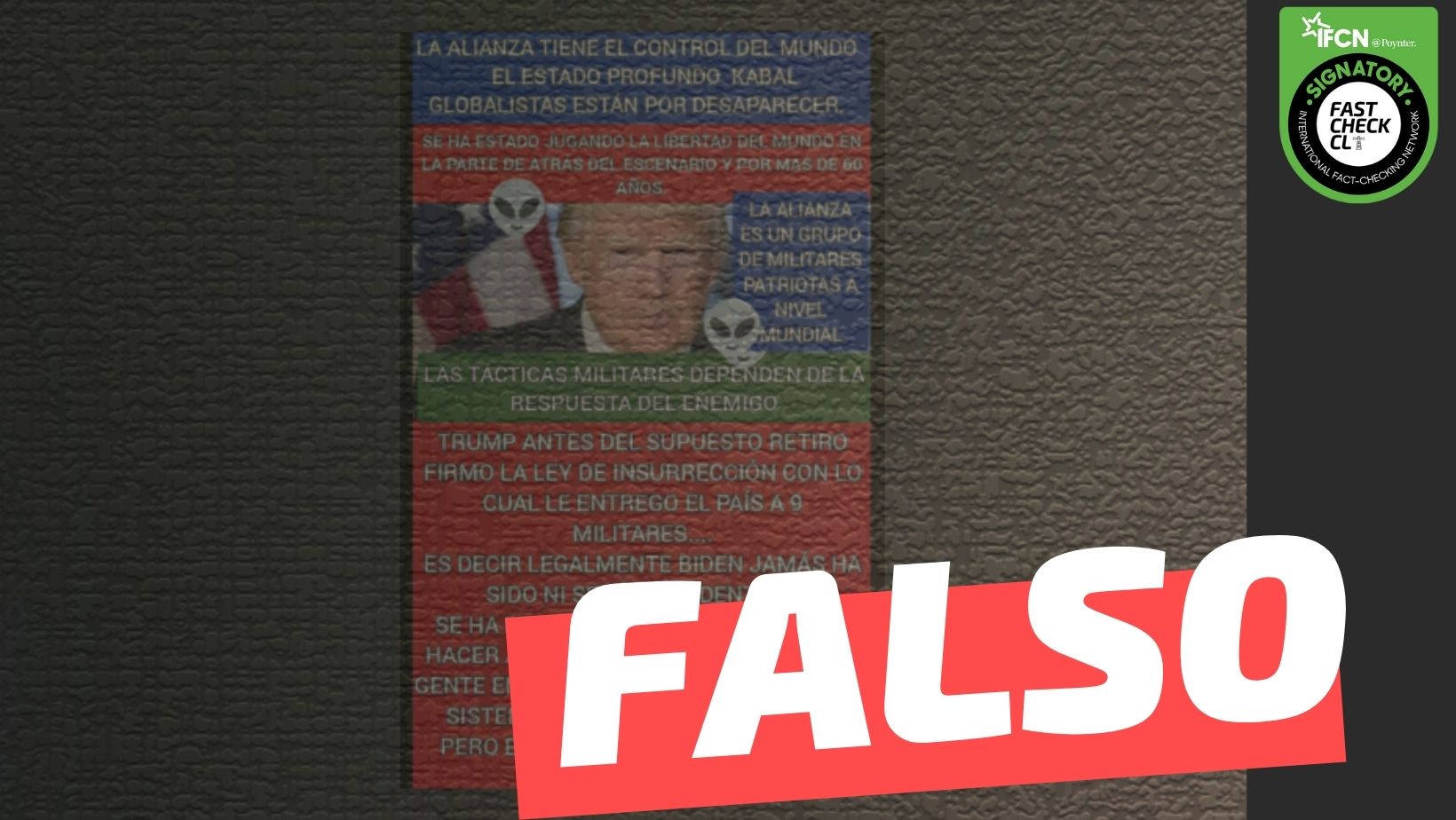You are currently viewing “Trump antes de retirarse firmó la Ley de Insurrección, con lo cual le entregó el país a 9 militares, es decir, legalmente Biden jamás ha sido ni será presidente”: #Falso