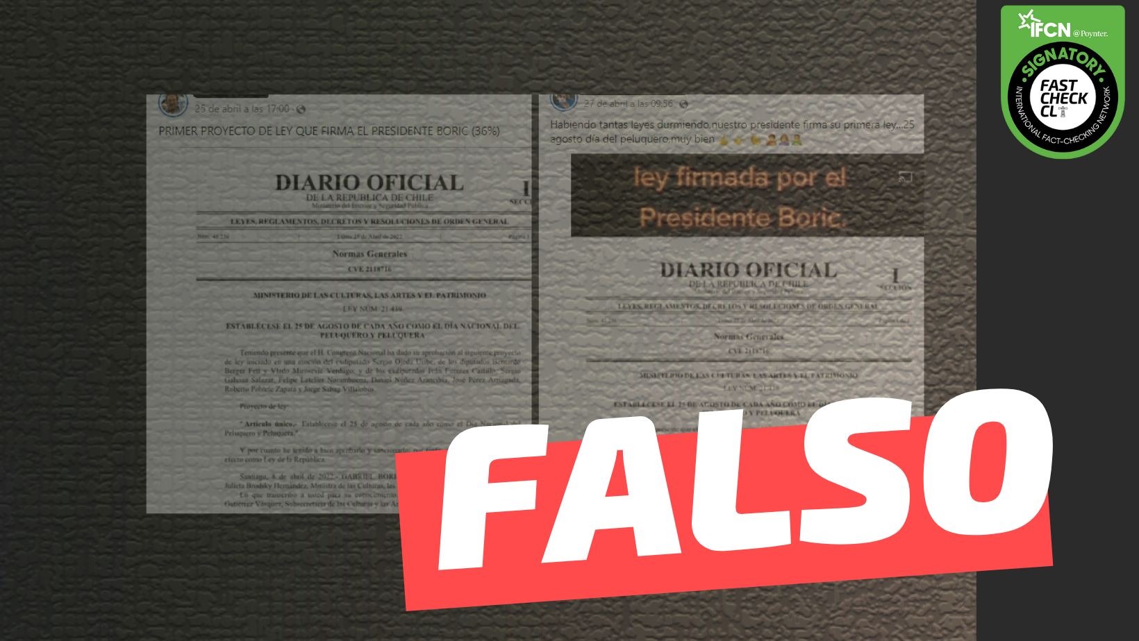 You are currently viewing La primera ley que firmó Gabriel Boric como Presidente fue la que establece el día del peluquero: #Falso