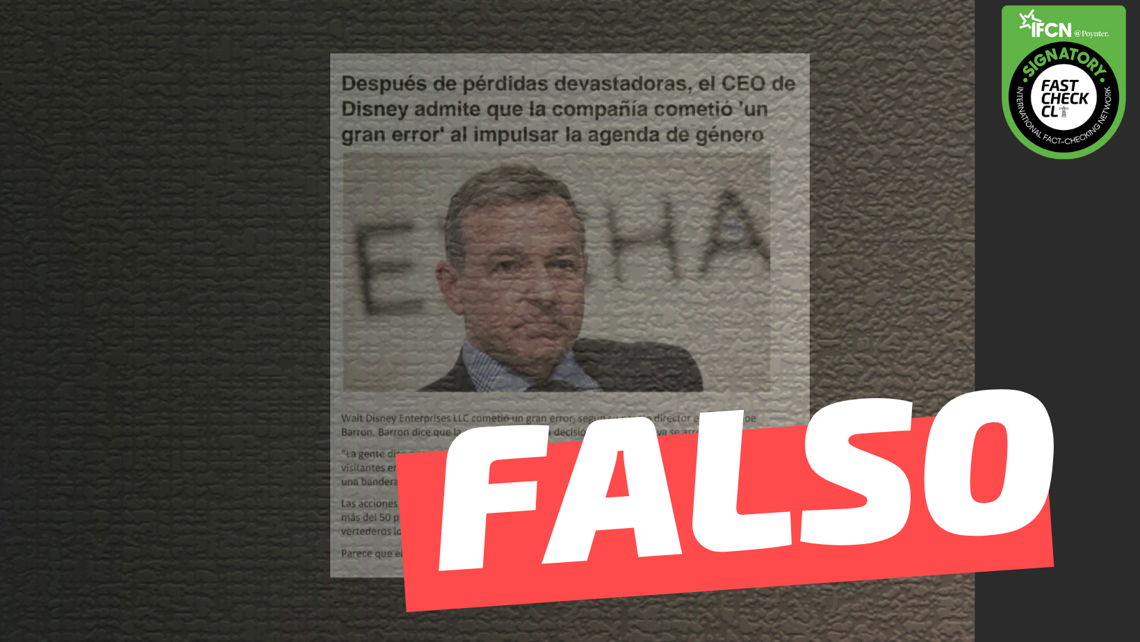 Read more about the article “Después de pérdidas devastadoras, el CEO de Disney (Joe Barron) admite que la compañía cometió un gran error al impulsar la agenda de género”: #Falso