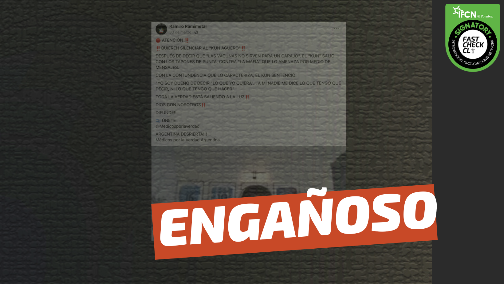 You are currently viewing (Video) “Quieren silenciar al Kun Agüero después de decir que ‘las vacunas no sirven para un carajo'”: #Engañoso