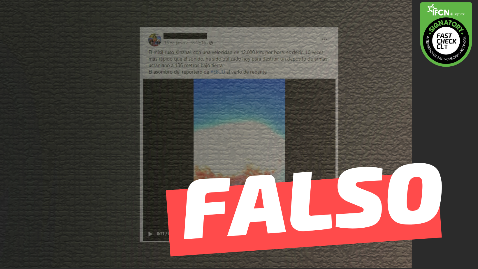 You are currently viewing (Video) “El misil ruso Kinzhal, con una velocidad de 12.000 km/h, ha sido utilizado para destruir un depósito de armas ucraniano a 136 metros bajo tierra”: #Falso