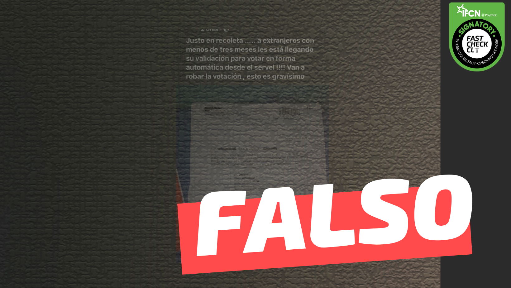 You are currently viewing “Justo en Recoleta a extranjeros con menos de tres meses les está llegando su validación para votar en forma automática desde el Servel”: #Falso