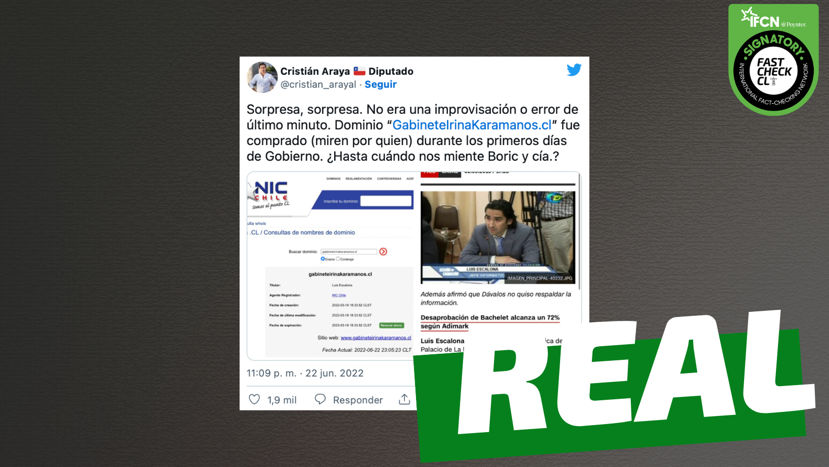 You are currently viewing “Dominio ‘gabineteirinakaramanos.cl’ fue comprado durante los primeros días de Gobierno”: #Real