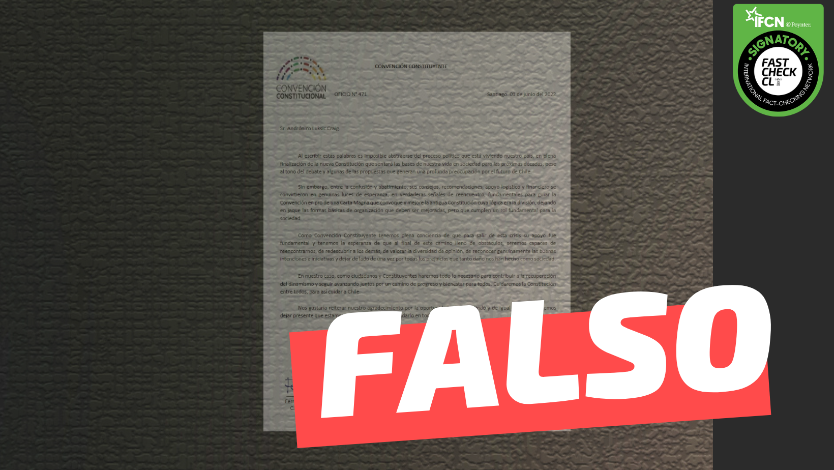 You are currently viewing Carta de agradecimiento de la Convención Constitucional a Andrónico Luksic: #Falso