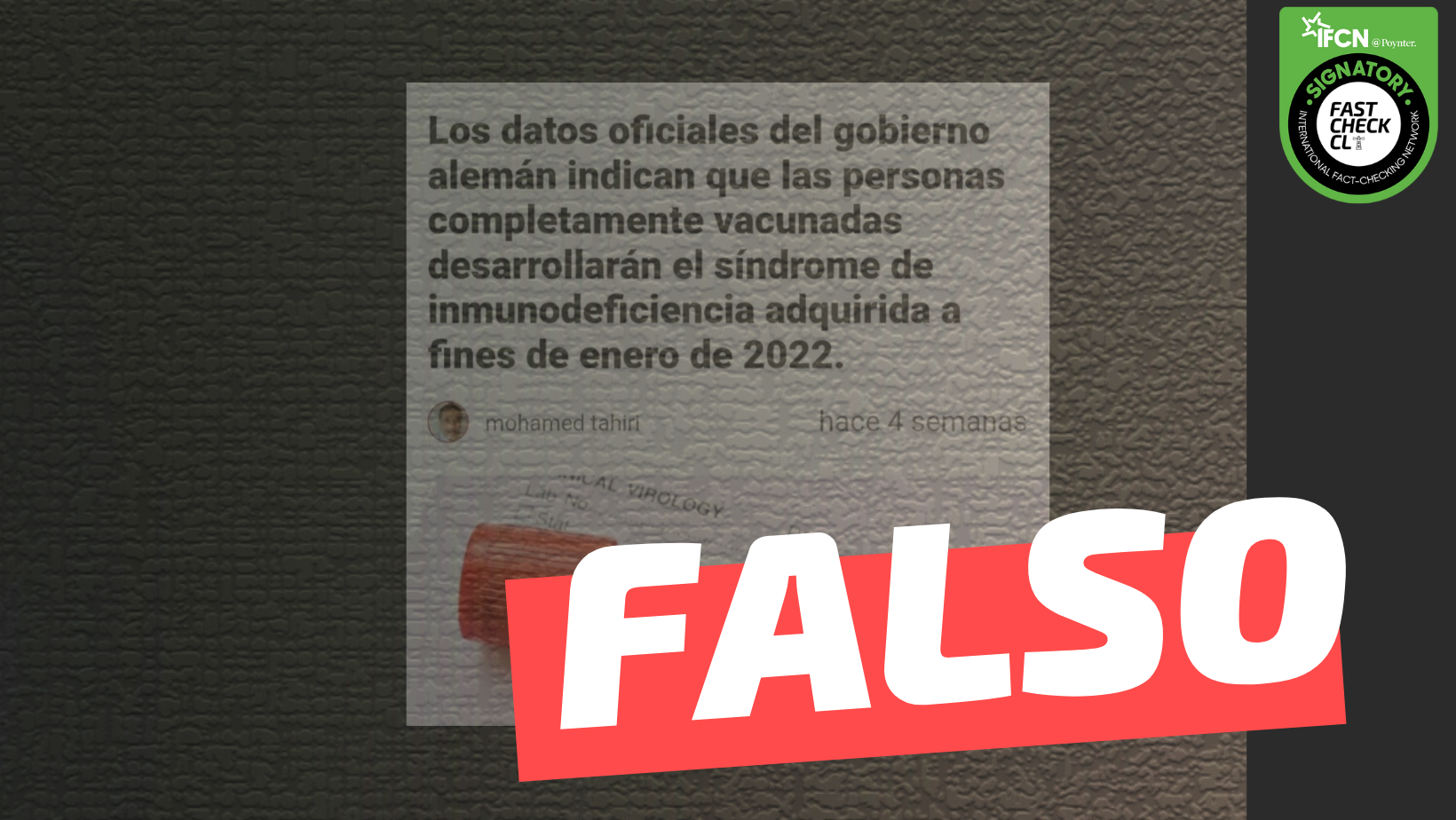 You are currently viewing “Los datos oficiales del gobierno alemán indican que las personas completamente vacunadas desarrollarán el síndrome de inmunodeficiencia adquirida (SIDA)”: #Falso