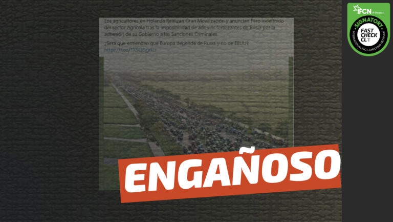 Read more about the article (Imagen) “Los agricultores en Holanda realizan gran movilización y anuncian paro indefinido del sector agrícola tras la imposibilidad de adquirir fertilizantes de Rusia por la adhesión de su gobierno a las sanciones”: #Engañoso