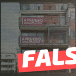 (Imagen) En balcones de un edificio cuelgan lienzos a favor del Apruebo: #Falso