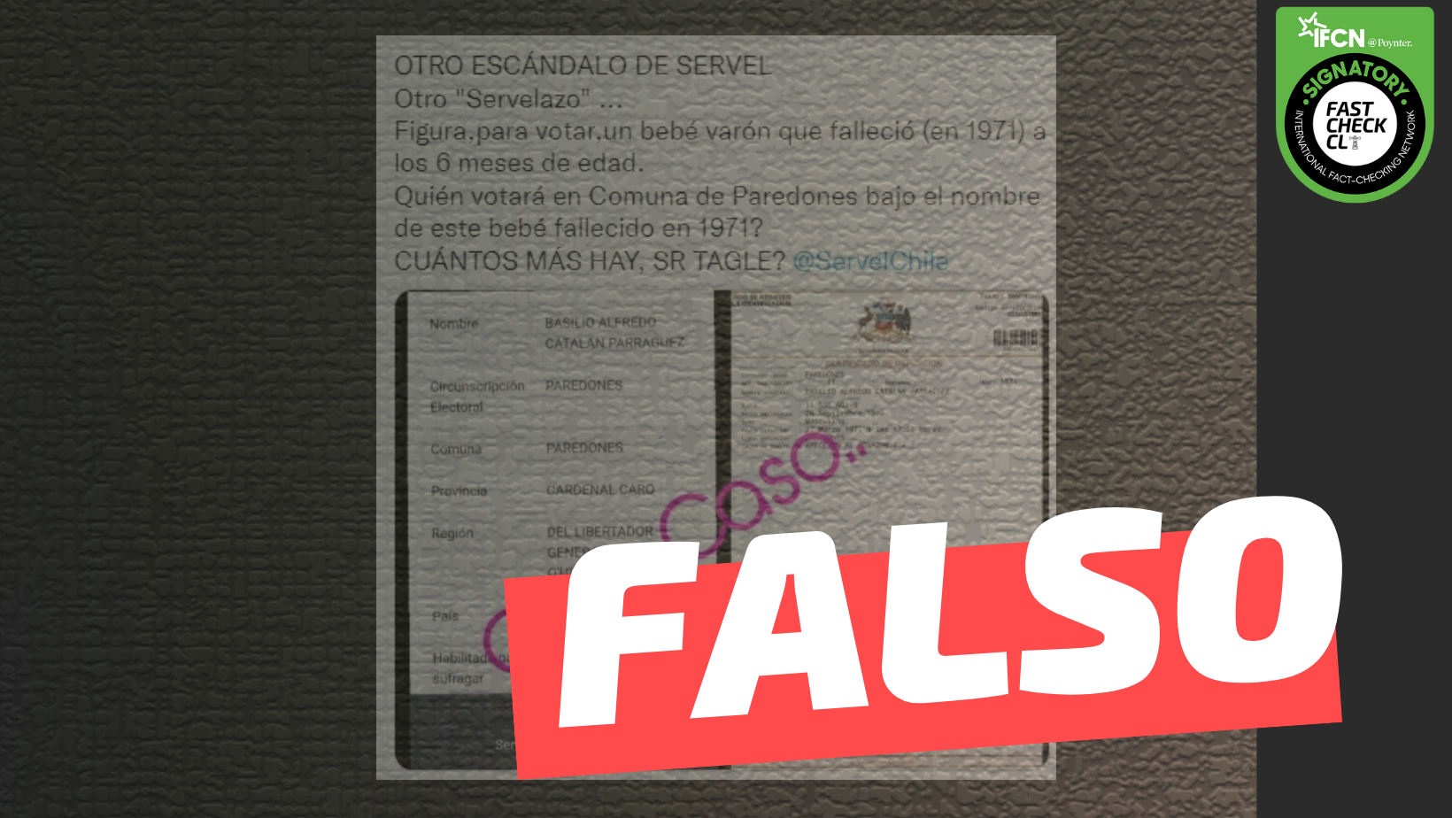 You are currently viewing “Figura para votar un bebé varón que falleció en 1971, a los 6 meses de edad”: #Falso