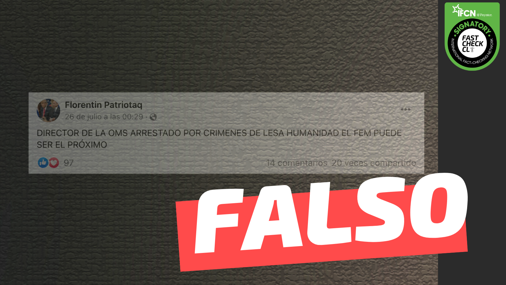 You are currently viewing “Director de la OMS arrestado por crímenes de lesa humanidad”: #Falso