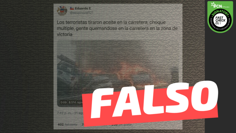 Read more about the article (Video) Terroristas tiraron aceite en carretera de la comuna de Victoria: #Falso