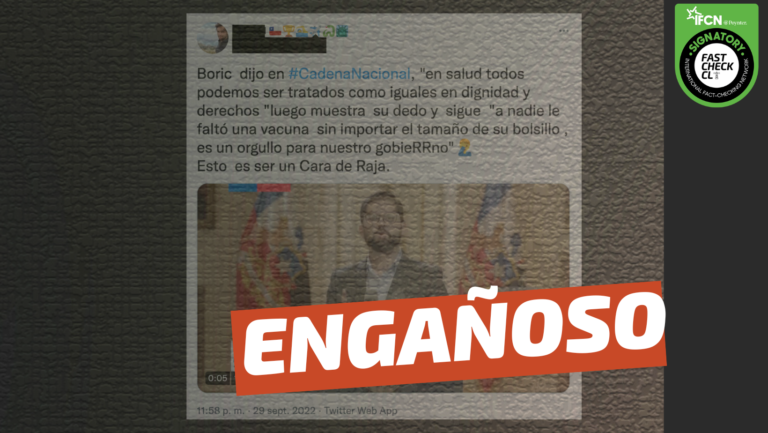 Read more about the article (Video) Gabriel Boric: “A nadie le faltó una vacuna sin importar el tamaño de su bolsillo, es un orgullo para nuestro gobierno”: #Engañoso