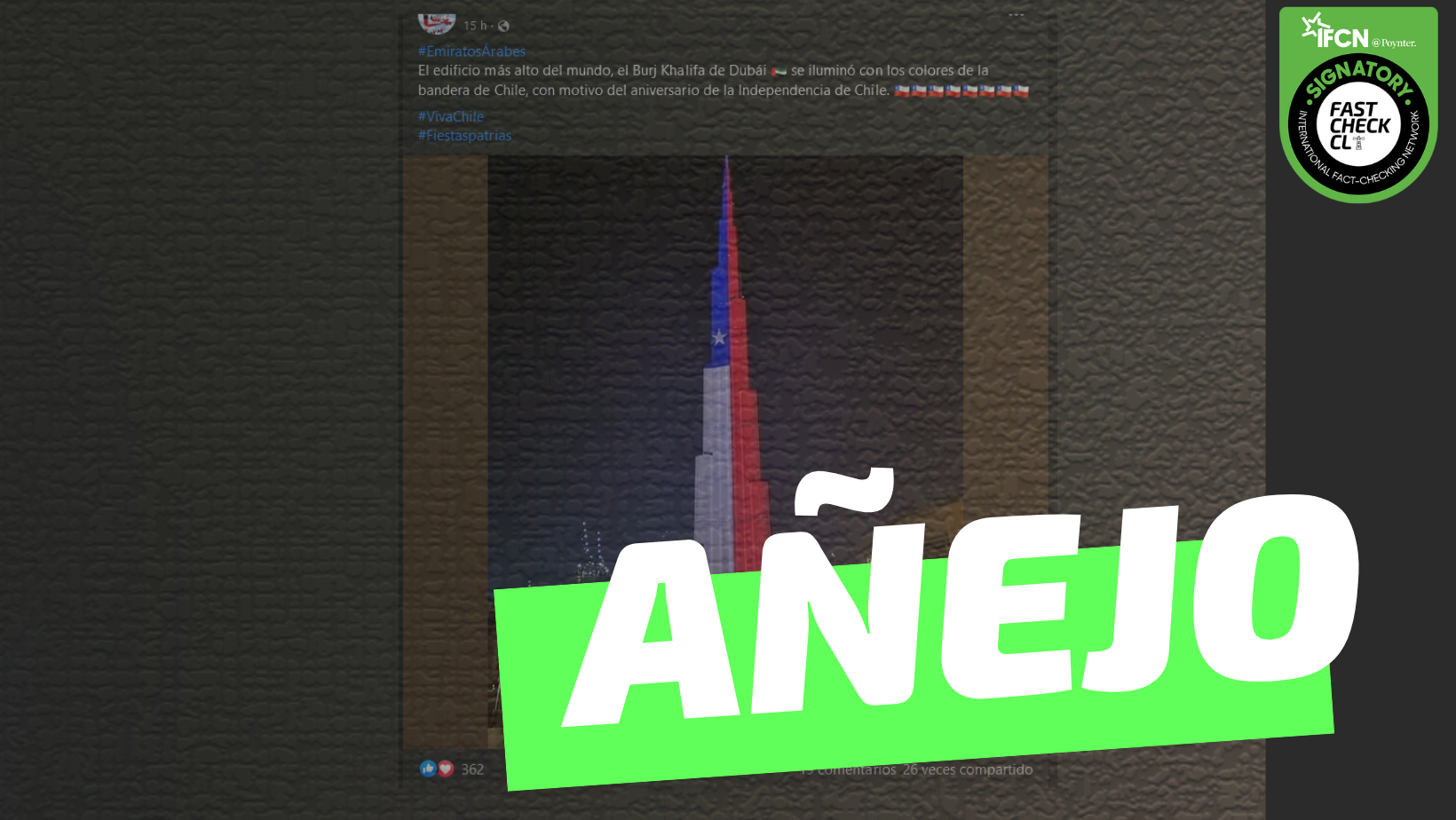 You are currently viewing (Imagen) “El edificio más alto del mundo, el Burj Khalifa de Dubái se iluminó con los colores de la bandera de Chile, por el  cumpleaños de nuestra Patria”: #Añejo