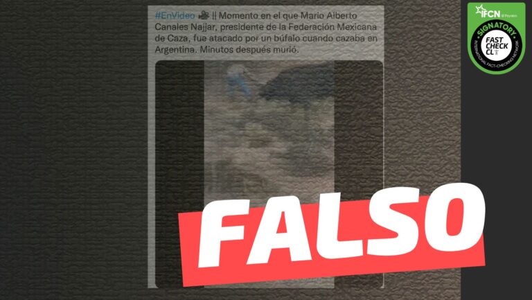 Read more about the article (Video) “Momento en el que Mario Alberto Canales Najjar, presidente de la Federación Mexicana de Caza, fue atacado por un búfalo cuando cazaba en Argentina”: #Falso