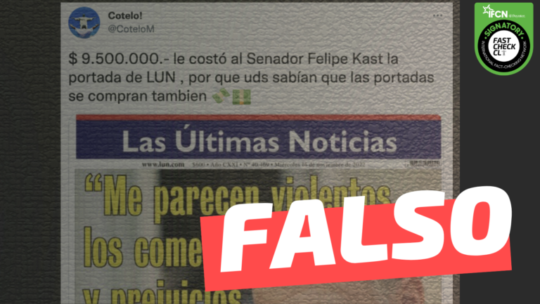 Read more about the article “$ 9.500.000 le costó al Senador Felipe Kast la portada de LUN”: #Falso