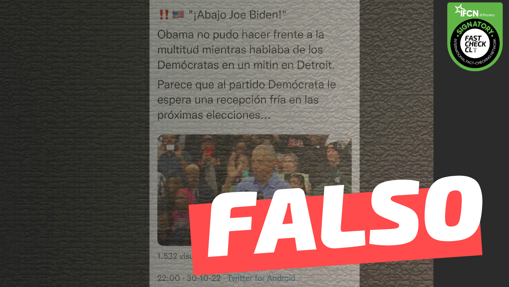 You are currently viewing (Video) “‘¡Abajo Joe Biden!’ Obama no pudo hacer frente a la multitud mientras hablaba de los Demócratas en un mitin en Detroit”: #Falso