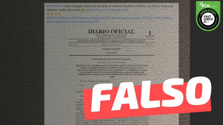 Read more about the article “Chile entrega soberanía de todo el Océano Pacífico chileno a la ONU”: #Falso