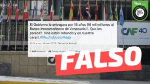 Read more about the article Chile depositar谩 $96 mil millones a banco venezolano: #Falso