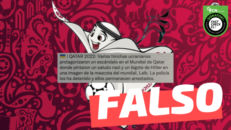 Read more about the article (Video) “Varios hinchas ucranianos (…) pintaron un saludo nazi y un bigote de Hitler en una imagen de la mascota del mundial, Laib”: #Falso